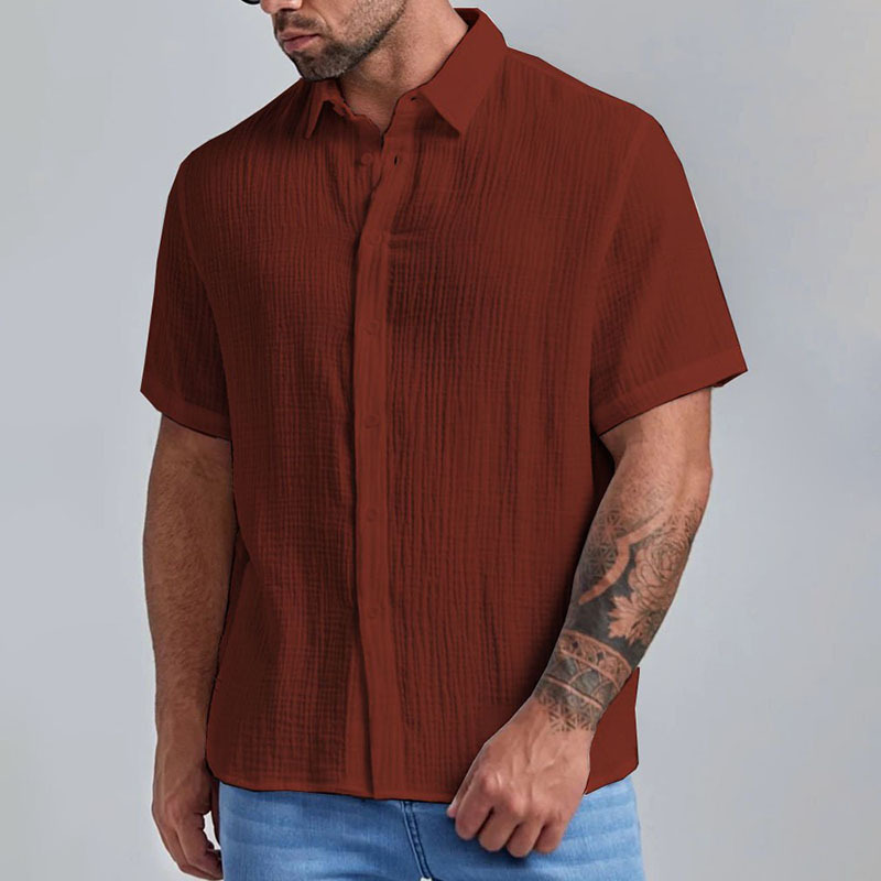 Hombre  Camisa Manga Corta Seersucker  | Camisas Camisas Camisas