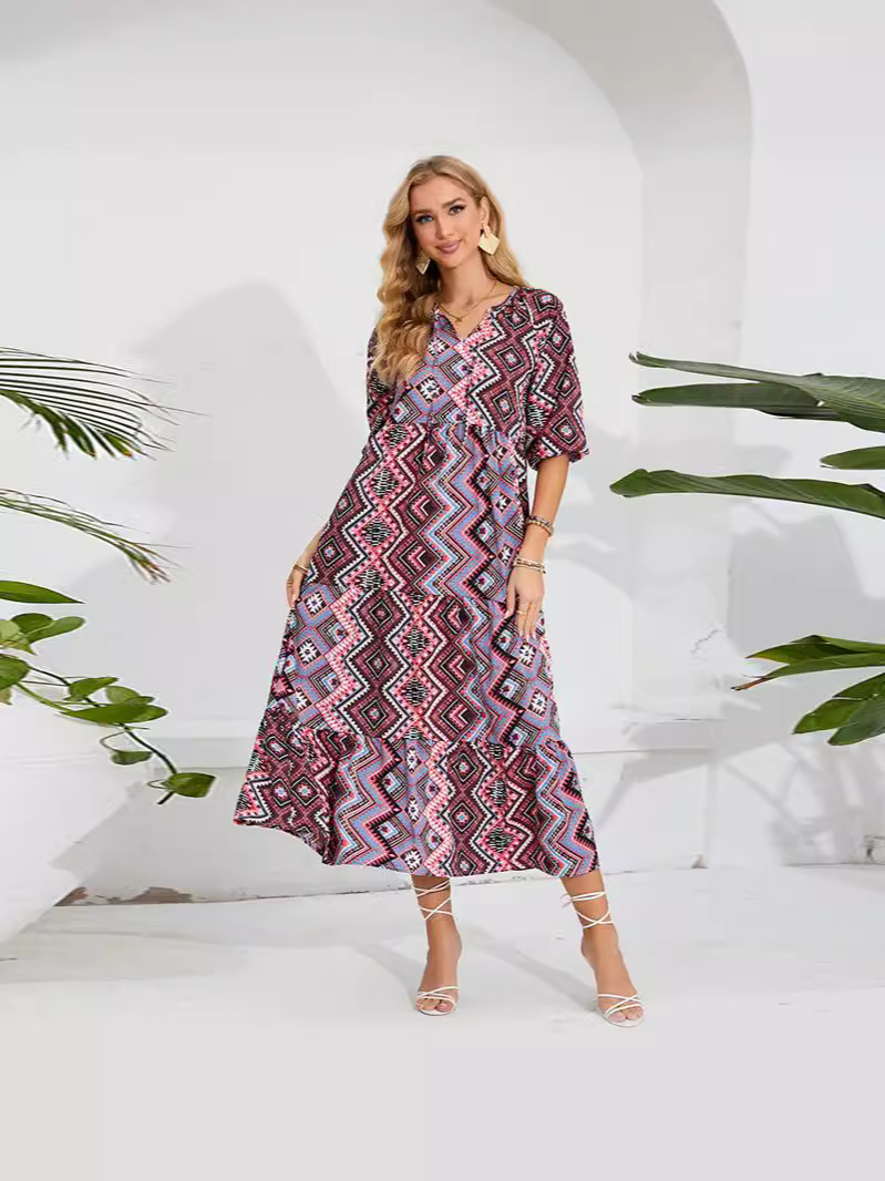 Mujer  Vestido Midi Abertura Escote Estampado  | Vestidos Y Monos Mujer Mujer