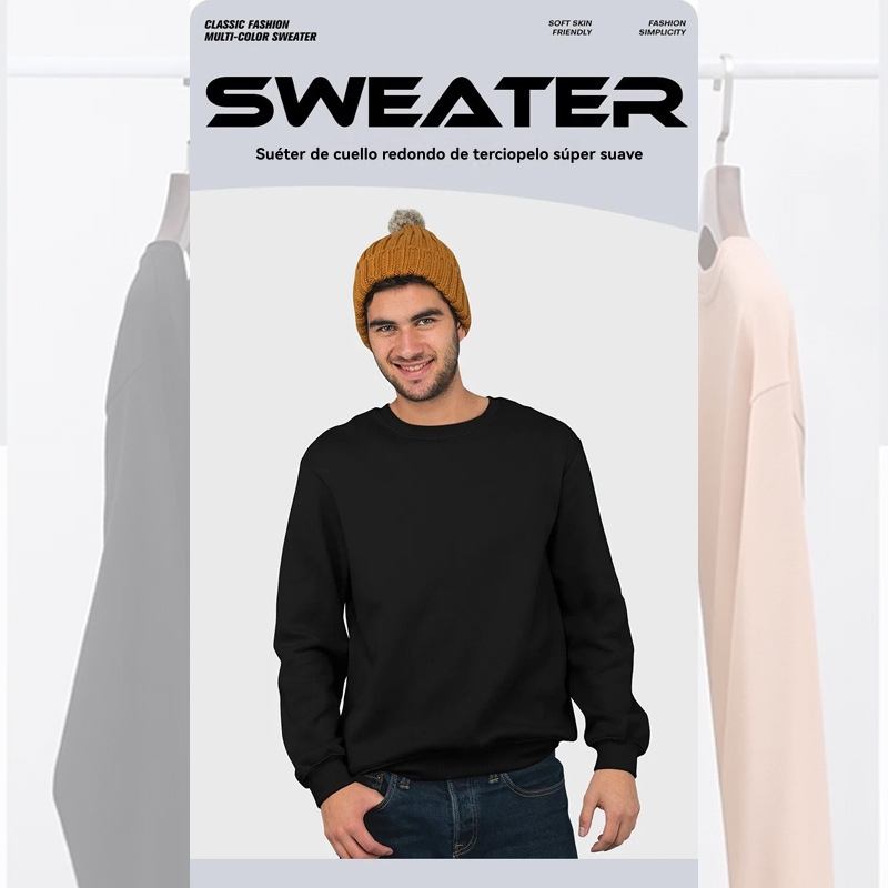 Sudadera De Hombre Felpada Con Cuello Redondo  | Sudaderas Hombre Hombre